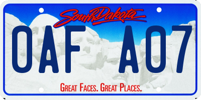 SD license plate 0AFA07