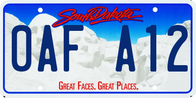 SD license plate 0AFA12