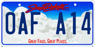 SD license plate 0AFA14