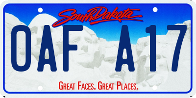 SD license plate 0AFA17