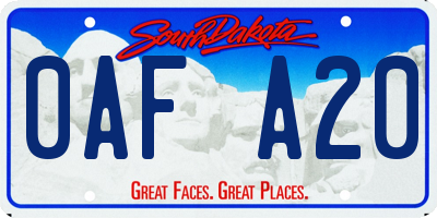 SD license plate 0AFA20