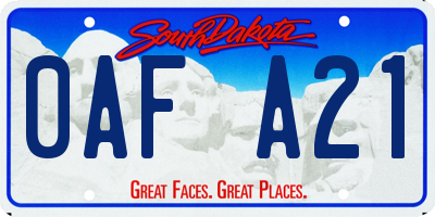 SD license plate 0AFA21