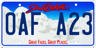 SD license plate 0AFA23