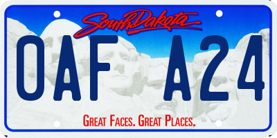 SD license plate 0AFA24