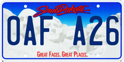 SD license plate 0AFA26