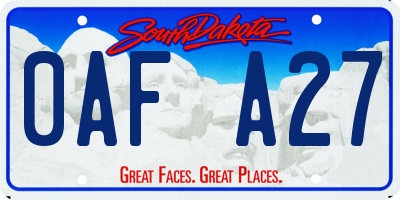 SD license plate 0AFA27