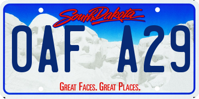 SD license plate 0AFA29