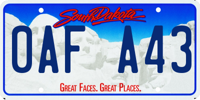 SD license plate 0AFA43