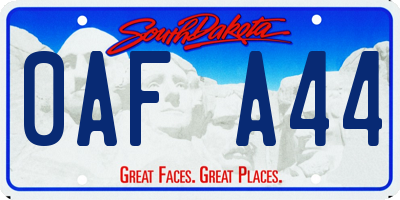 SD license plate 0AFA44