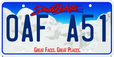 SD license plate 0AFA51