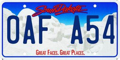 SD license plate 0AFA54