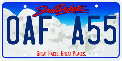 SD license plate 0AFA55