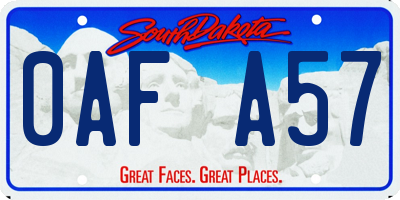 SD license plate 0AFA57