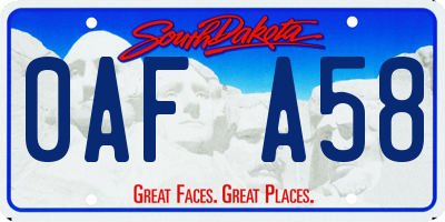 SD license plate 0AFA58