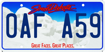 SD license plate 0AFA59