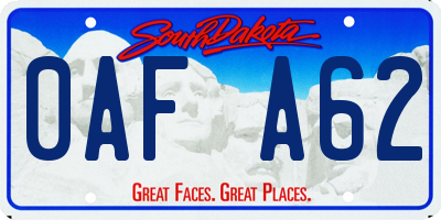 SD license plate 0AFA62