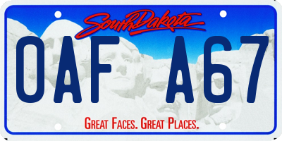 SD license plate 0AFA67