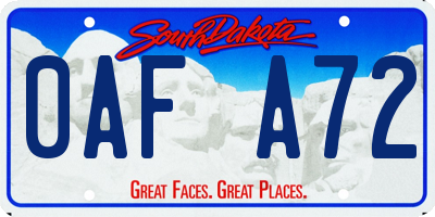 SD license plate 0AFA72