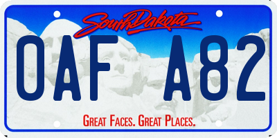 SD license plate 0AFA82