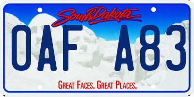 SD license plate 0AFA83