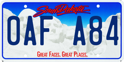 SD license plate 0AFA84