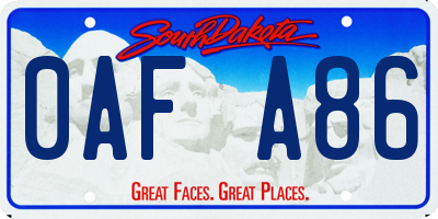 SD license plate 0AFA86