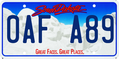 SD license plate 0AFA89