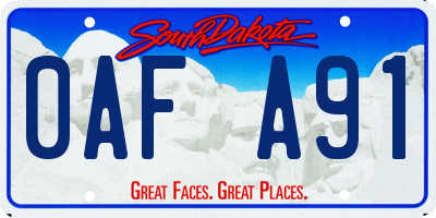 SD license plate 0AFA91