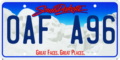 SD license plate 0AFA96