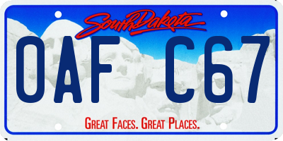 SD license plate 0AFC67