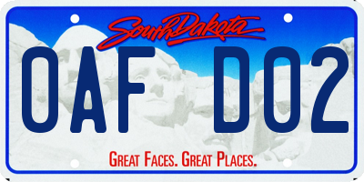 SD license plate 0AFD02