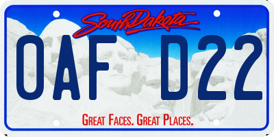 SD license plate 0AFD22