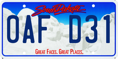 SD license plate 0AFD31