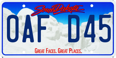 SD license plate 0AFD45