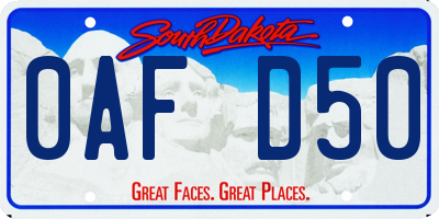 SD license plate 0AFD50