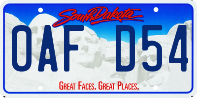 SD license plate 0AFD54