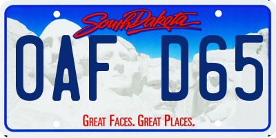 SD license plate 0AFD65