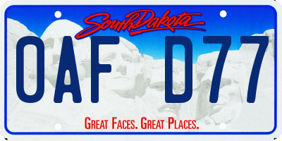 SD license plate 0AFD77