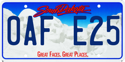 SD license plate 0AFE25