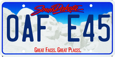 SD license plate 0AFE45