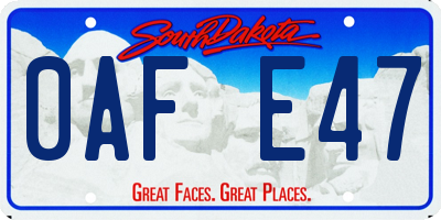 SD license plate 0AFE47