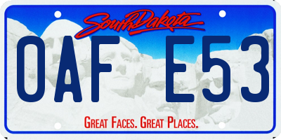 SD license plate 0AFE53