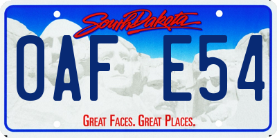 SD license plate 0AFE54