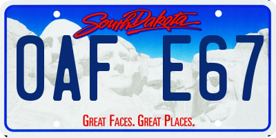 SD license plate 0AFE67