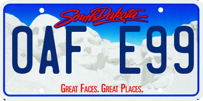 SD license plate 0AFE99