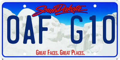 SD license plate 0AFG10