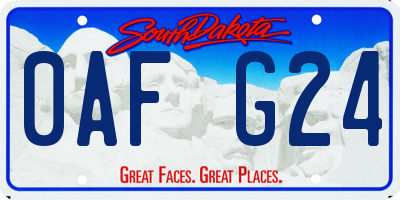 SD license plate 0AFG24
