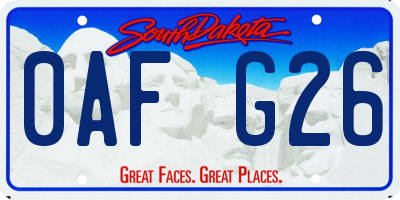 SD license plate 0AFG26