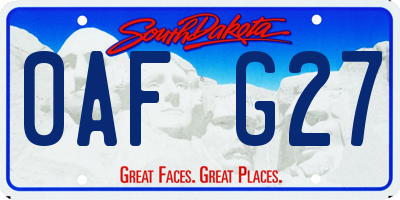 SD license plate 0AFG27