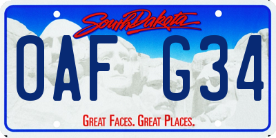 SD license plate 0AFG34